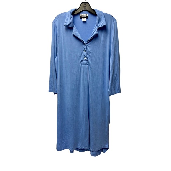 Magellan's Travel Gear Dresses & Skirts - Magellan's Travel Gear L Blue Dress Bamboo Rayon Polo 3/4 Sleeve Travel Stretch